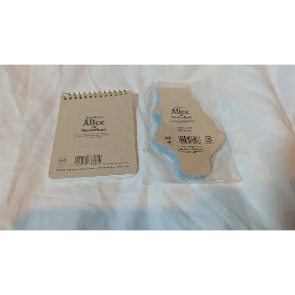 Disney Store Japan Memo Set, Alice in Wonderland Note Book and Memo Pad